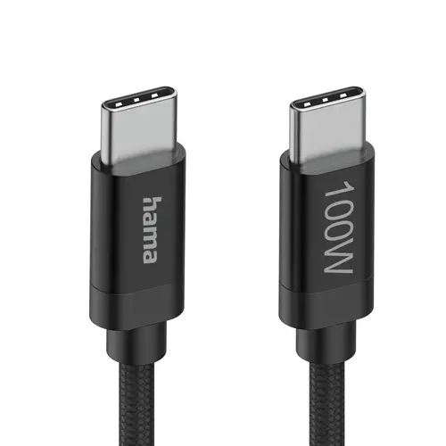 Hama Кабел за зареждане, "Fabric", USB-C - USB-C, 100 W, 1.5 m, Nylon, black - image 5
