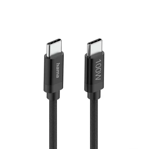 Hama Кабел за зареждане, "Fabric", USB-C - USB-C, 100 W, 1.5 m, Nylon, black - image 6