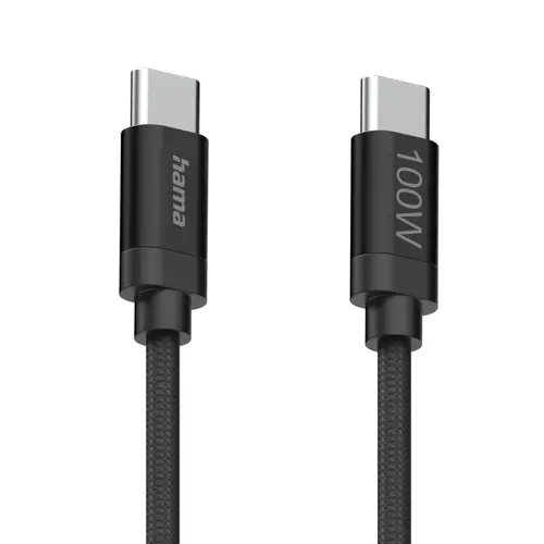 Hama Кабел за зареждане, "Fabric", USB-C - USB-C, 100 W, 1.5 m, Nylon, black - image 7