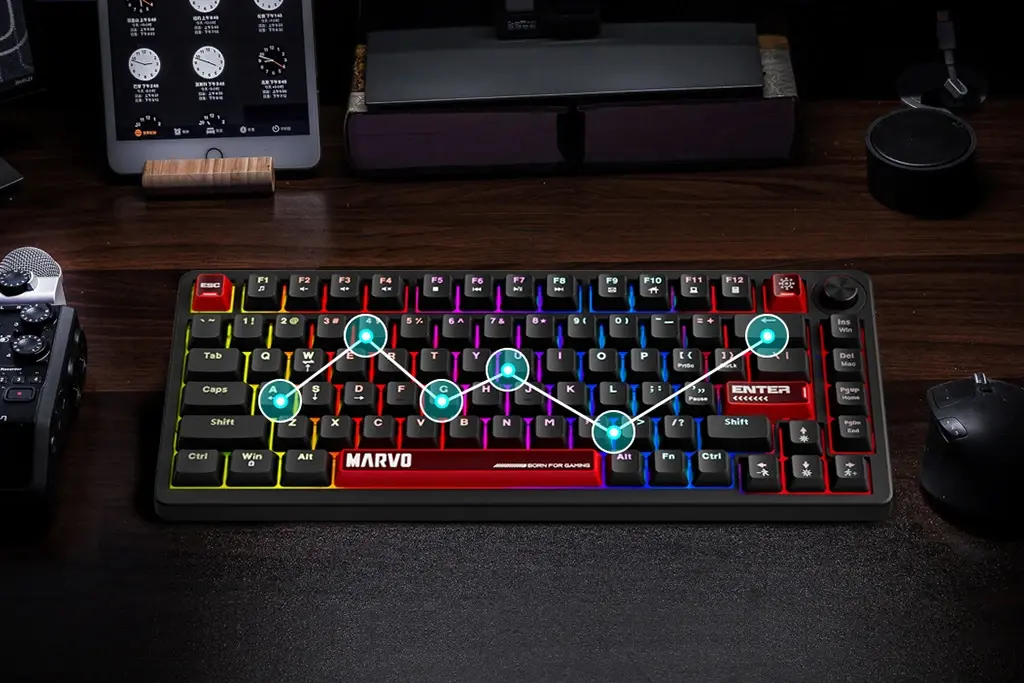 Marvo геймърска механична клавиатура Gaming Mechanical Keyboard Arma 67 KG935 - 1K, TNT Peach Switches [Linear], (English US) - image 11