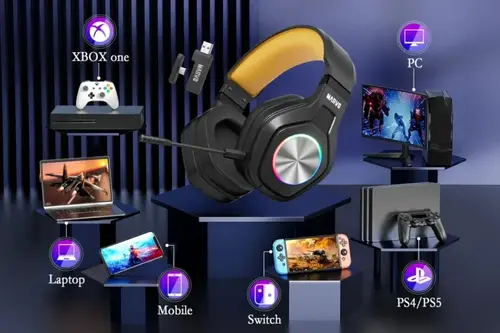 Marvo безжични геймърски слушалки Gaming Headphones Pulz 80W - Bluetooth, 2.4G - MARVO-HG9084W - image 7