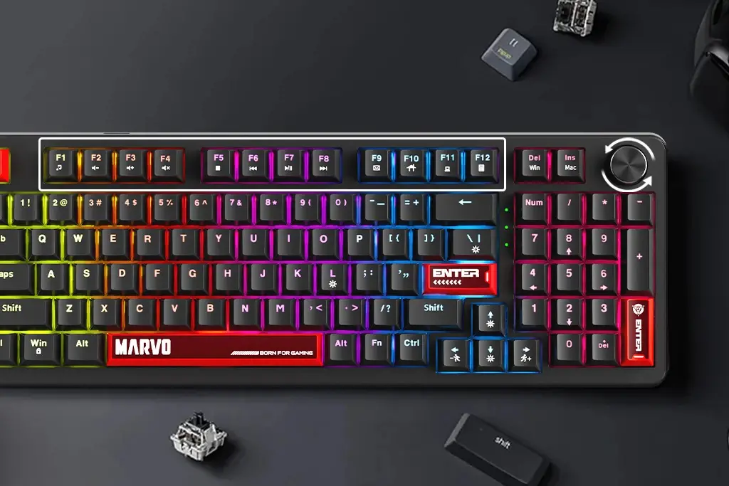 Marvo геймърска механична клавиатура Gaming Mechanical Keyboard Arma 98 KG937 - 1K, TNT Peach Switches [Linear], (English US) - image 11