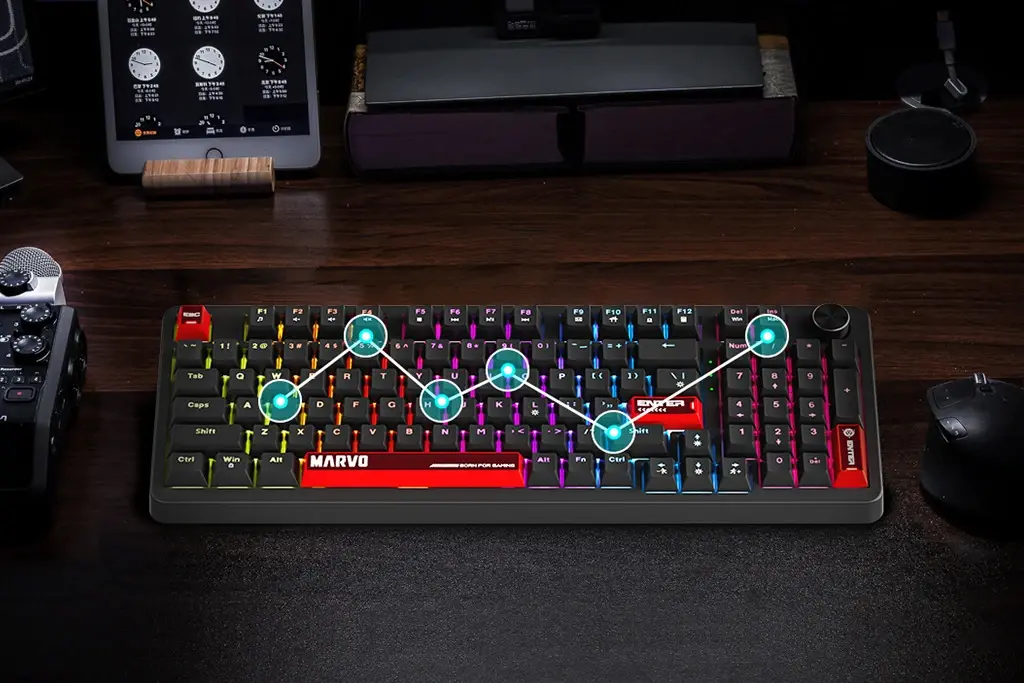 Marvo геймърска механична клавиатура Gaming Mechanical Keyboard Arma 98 KG937 - 1K, TNT Peach Switches [Linear], (English US) - image 14