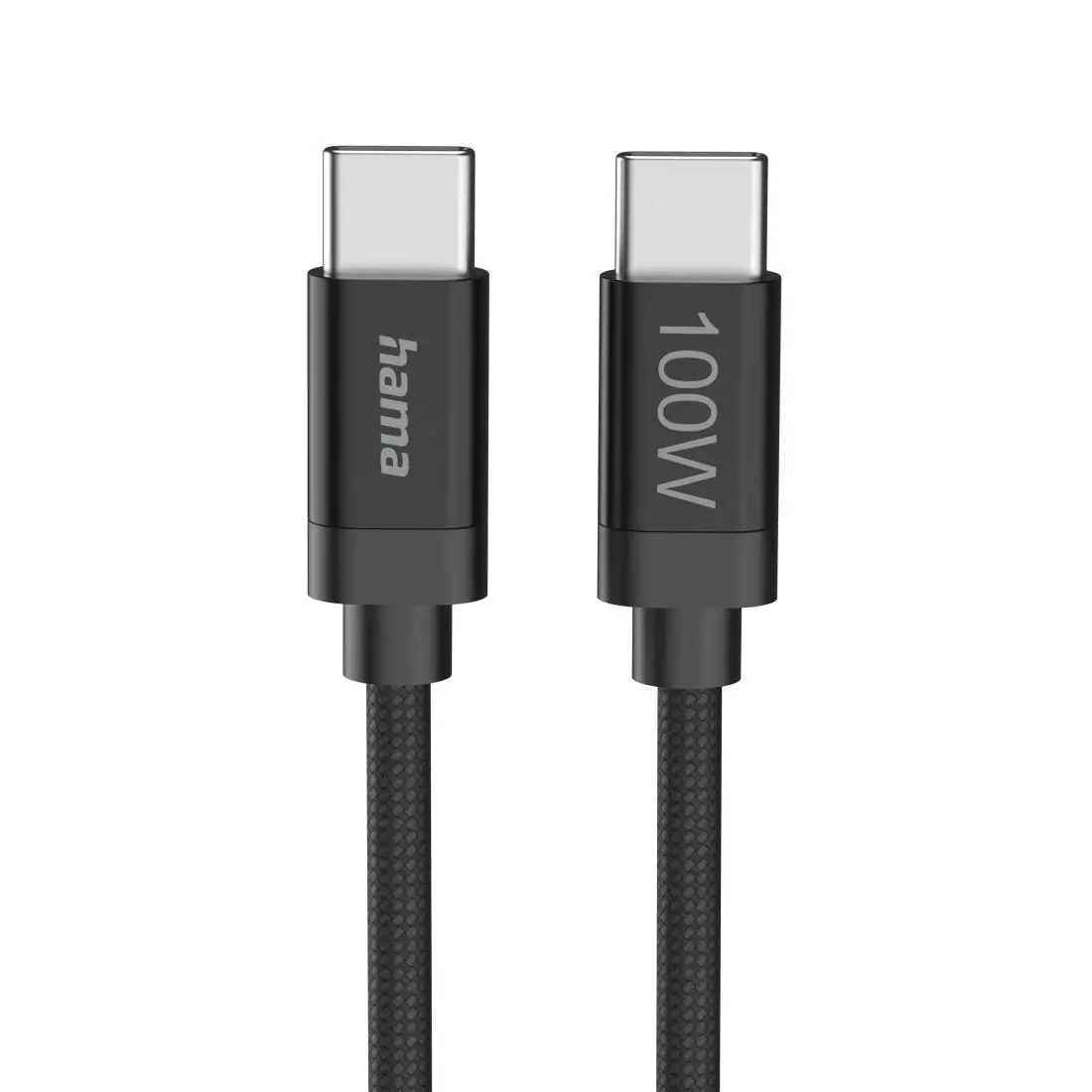 Hama Cablu de încărcare, "Fabric", USB-C - USB-C, 100 W, 3 m, Nylon, negru