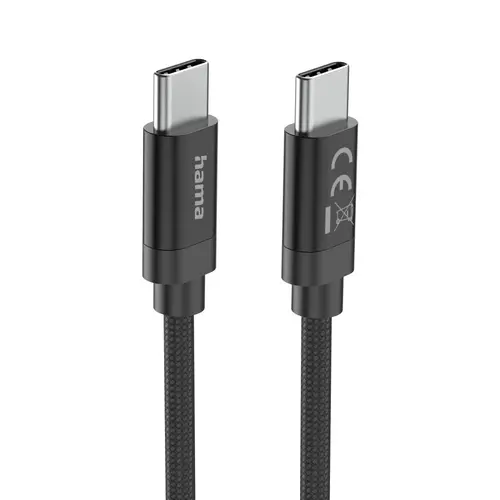 Hama Кабел за зареждане, "Fabric", USB-C - USB-C, 100 W, 3 m, Nylon, black - image 2
