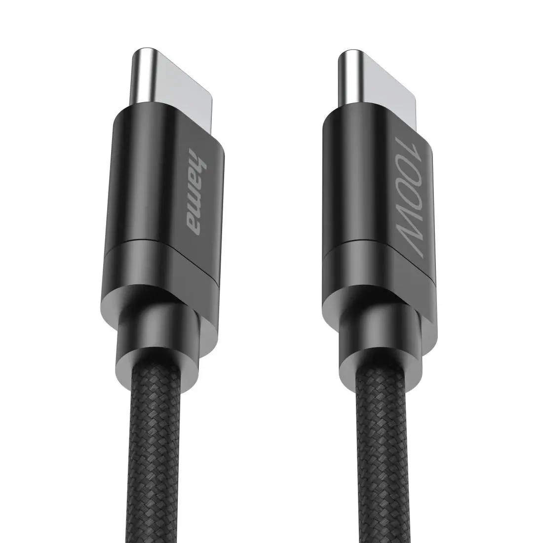 Hama Кабел за зареждане, "Fabric", USB-C - USB-C, 100 W, 3 m, Nylon, black - image 3