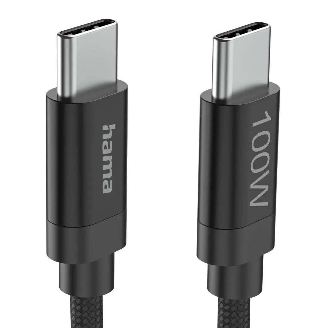 Hama Кабел за зареждане, "Fabric", USB-C - USB-C, 100 W, 3 m, Nylon, black - image 4