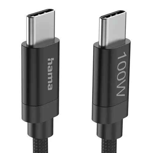 Hama Кабел за зареждане, "Fabric", USB-C - USB-C, 100 W, 3 m, Nylon, black - image 4
