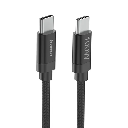 Hama Кабел за зареждане, "Fabric", USB-C - USB-C, 100 W, 3 m, Nylon, black - image 5
