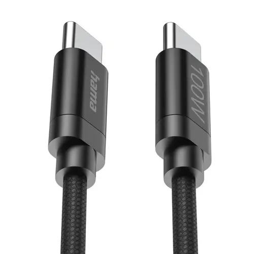 Hama Кабел за зареждане, "Fabric", USB-C - USB-C, 100 W, 3 m, Nylon, black - image 7