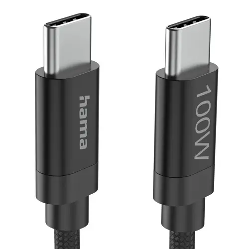 Hama Кабел за зареждане, "Fabric", USB-C - USB-C, 100 W, 3 m, Nylon, black - image 8