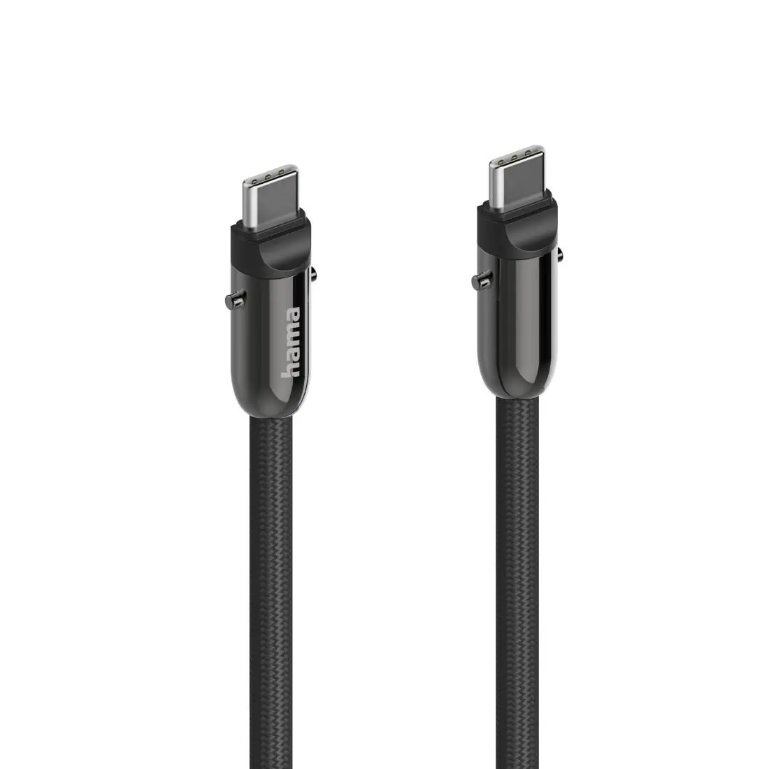 Hama Кабел за зареждане, USB-C, 2 в 1 с връзка за телефон, 1.2 m, черен - image 1
