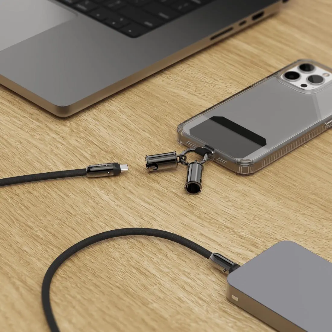 Hama Кабел за зареждане, USB-C, 2 в 1 с връзка за телефон, 1.2 m, черен - image 4