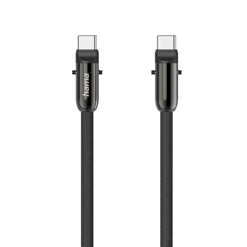 Hama Кабел за зареждане, USB-C, 2 в 1 с връзка за телефон, 1.2 m, черен