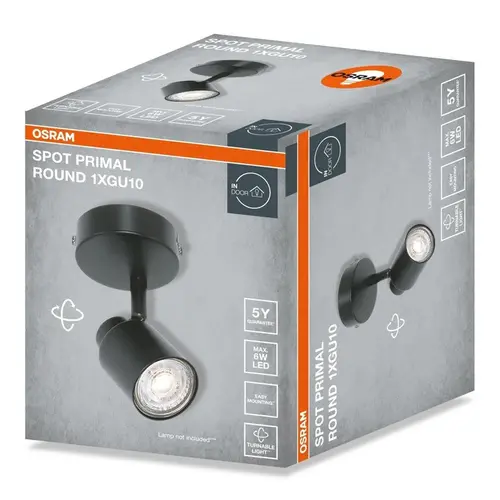 LED ОСВЕТИТЕЛНО ТЯЛО SPOT PRIMAL BLACK 1XGU10 ROUND BLACK LEDVANCE - image 1
