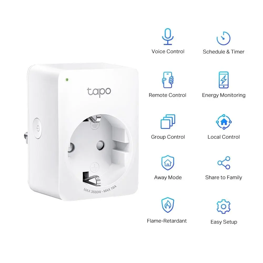 TP LINK TAPO P110 Έξυπνη πρίζα 3680 W, 2.4Ghz, χρονοδιακόπτης - image 1