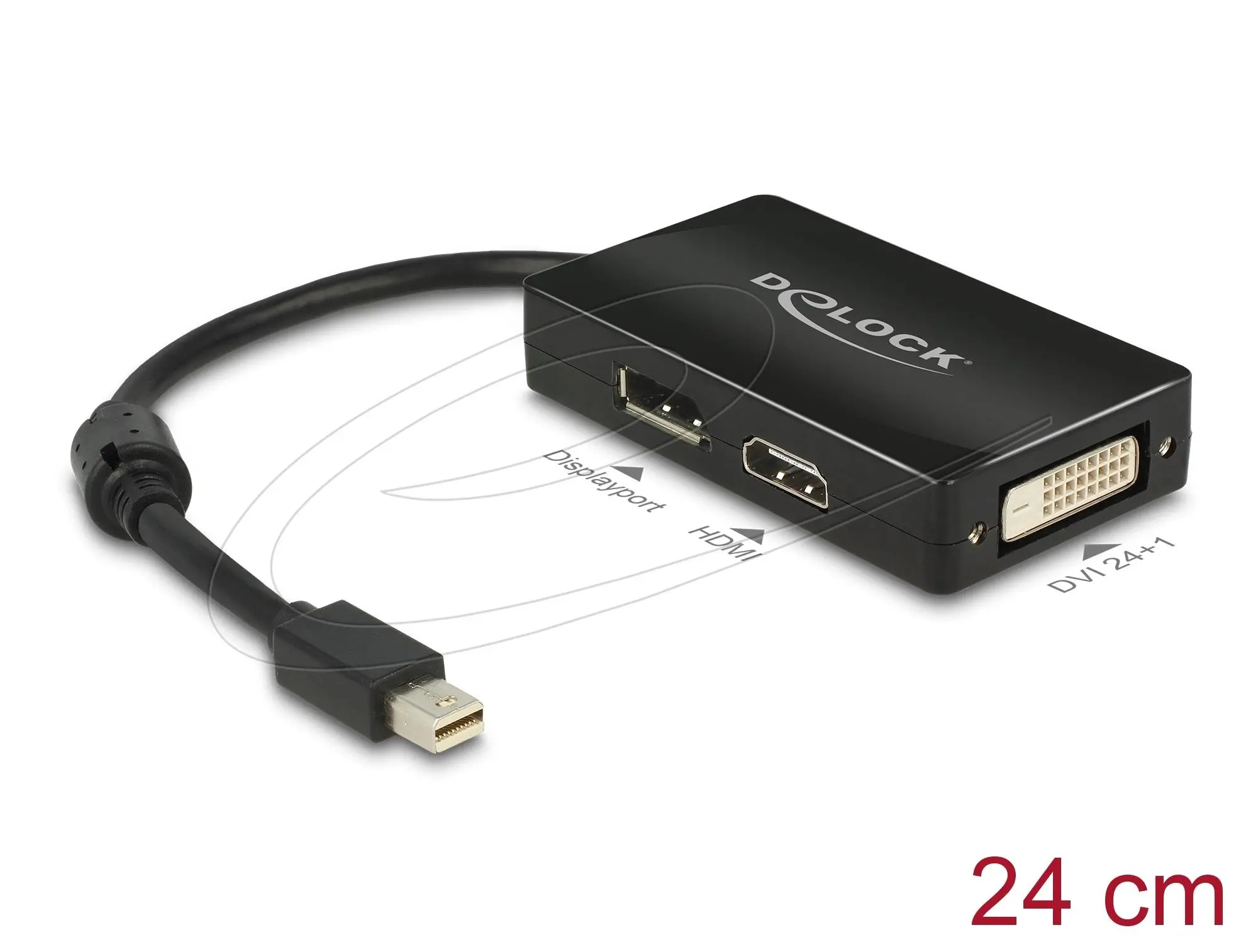 Αντάπτορας Delock mini DisplayPort 1.1 αρσενικό σε DisplayPort / HDMI / DVI θηλυκό, μαύρο