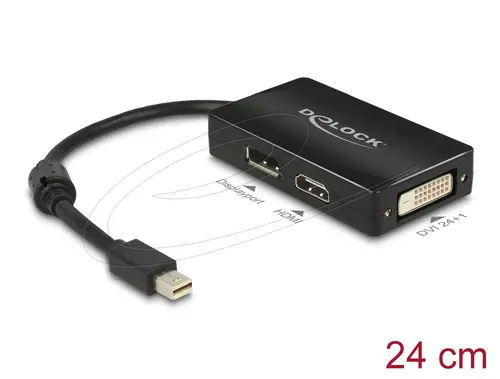 Adaptor Delock mini DisplayPort 1.1 tată la DisplayPort / HDMI / DVI mamă, negru - 1