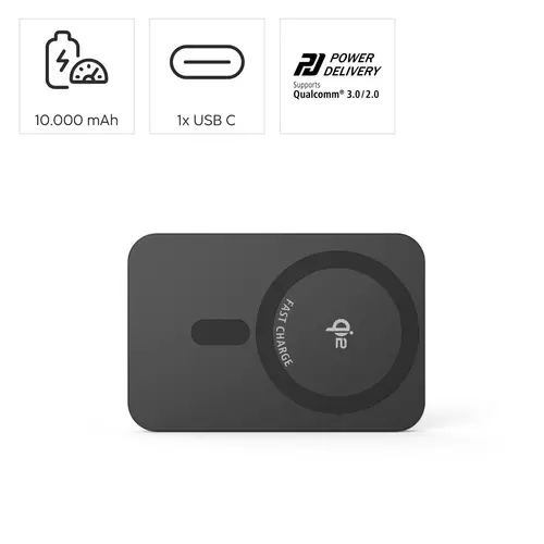 HAMA Безжична външна батерия Qi2, 10000mAh, индуктивно зареждане, антрацит - image 7
