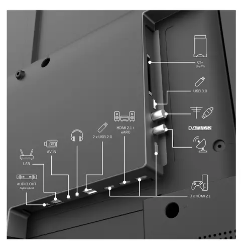 Телевизор, Thomson 50" QLED Google TV; 3840 x 2160 (4K UHD), 4000:1, QLED, 60 Hz, DVB-T/T2/C/S/S2, HDR10, Wi-Fi, Bluetooth, LAN, HDMI 2 (2.0) + 2 (2.1), USB 2 (2.0) + 1 (3.0), Hotel mode, Central Swivel Stand, Dark gray - image 2