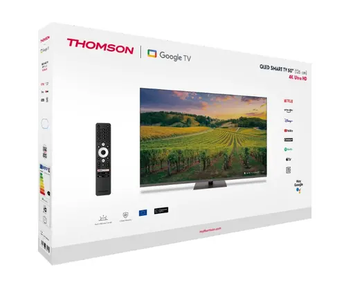 Телевизор, Thomson 50" QLED Google TV; 3840 x 2160 (4K UHD), 4000:1, QLED, 60 Hz, DVB-T/T2/C/S/S2, HDR10, Wi-Fi, Bluetooth, LAN, HDMI 2 (2.0) + 2 (2.1), USB 2 (2.0) + 1 (3.0), Hotel mode, Central Swivel Stand, Dark gray - image 6