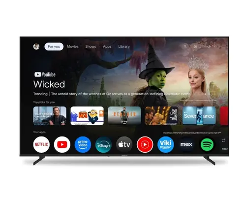 Телевизор, Thomson 65" UHD Google TV; 3840 x 2160 (4K UHD), DLED, 60 Hz, Dolby Audio, Google Cast, DVB-T/T2/C/S/S2, HDR10,  Wi-Fi, Bluetooth, LAN, HDMI 3 (2.1), USB 2 (2.0), AV IN, Hotel mode, Side Feet, Black - image 1