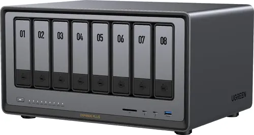 8-Bay Diskless i5-1235U 8GB DDR5 RAM 128GB System Drive, 10GbE*2 HDMI 8K 60Hz TBT4*2, без дискове, DXP8800plus