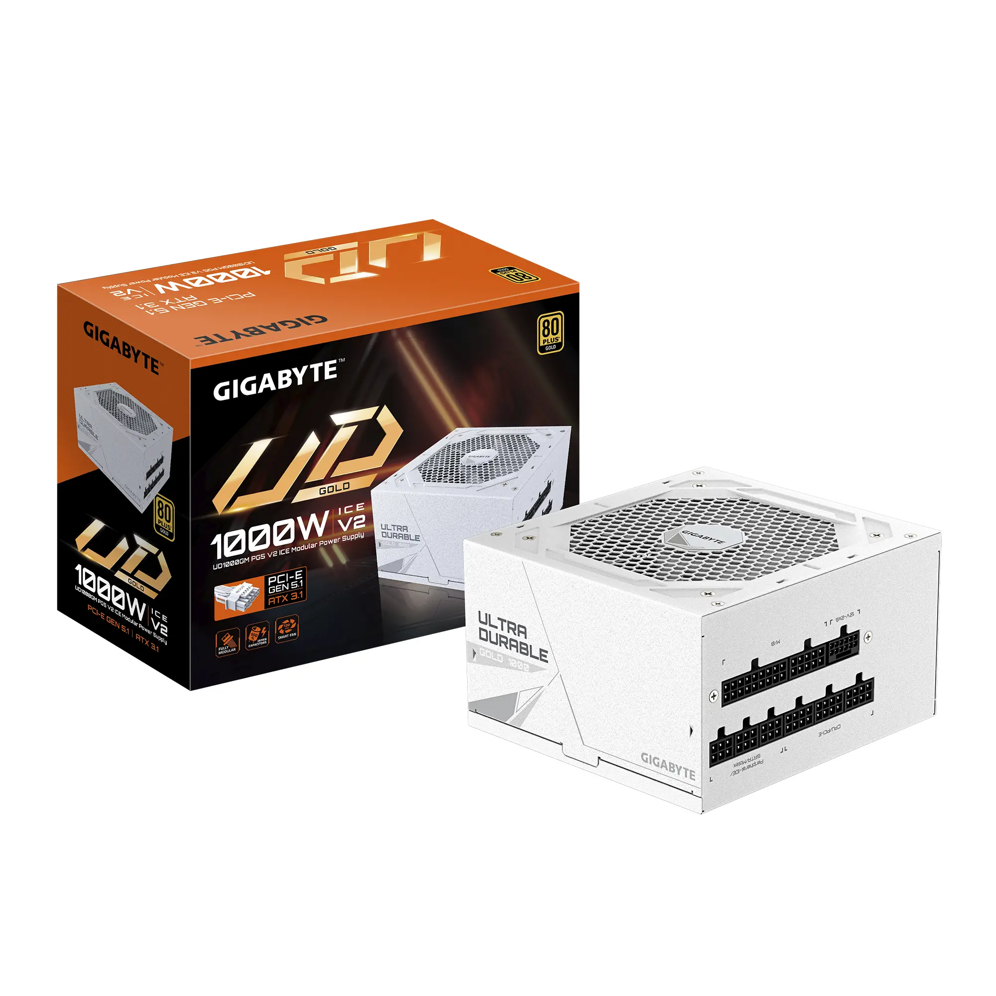 Захранващ блок Gigabyte UD1000GM PG5 V2 ICE - 1000W 80+ Gold PCIe 5.1 Ready - image 6