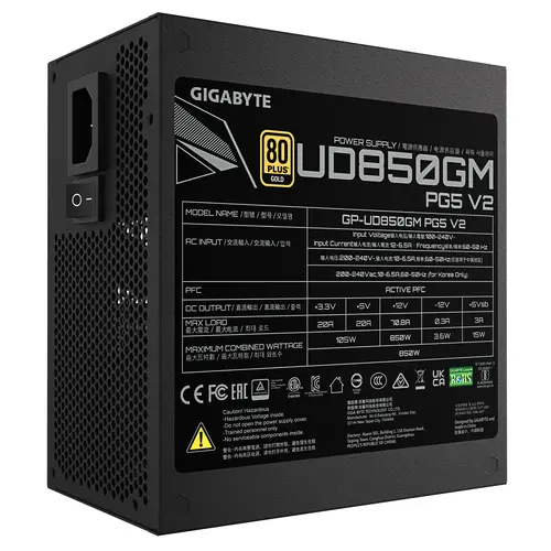 Захранващ блок Gigabyte P850GM PG5 V2, 850W, 80+ GOLD, Modular, PCIe 5.1 Ready - image 5