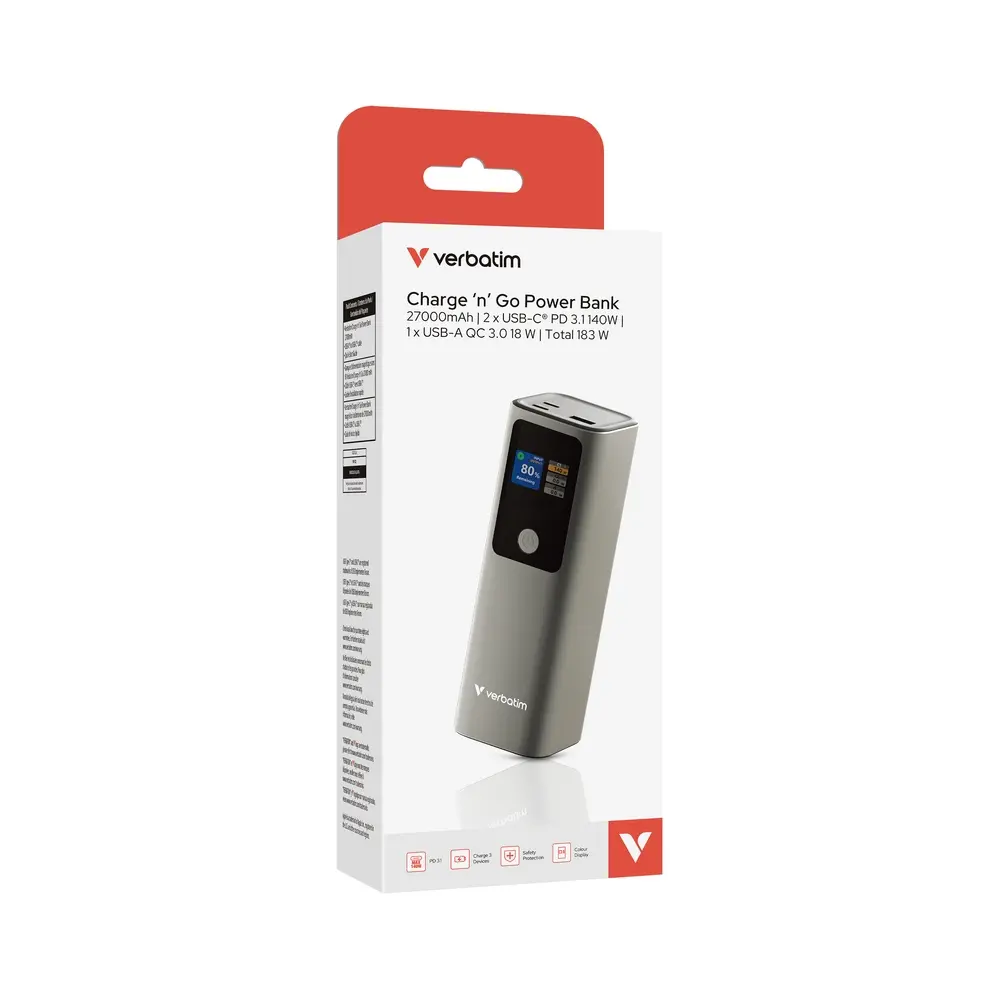 Εξωτερική μπαταρία, Verbatim Charge 'n' Go Power Bank 27000mAh 183W Γκρι - image 7