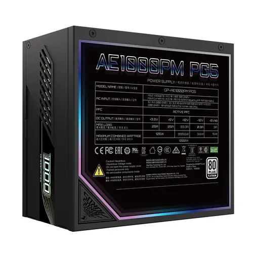 Захранващ блок Gigabyte AORUS ELITE P1000W 80+ Platinum, PCIe 5.0 - image 5