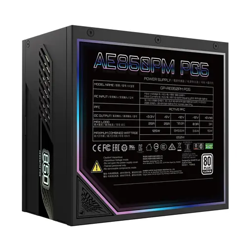 Захранващ блок Gigabyte AORUS ELITE P850W 80+ Platinum, PCIe 5.1 - image 5