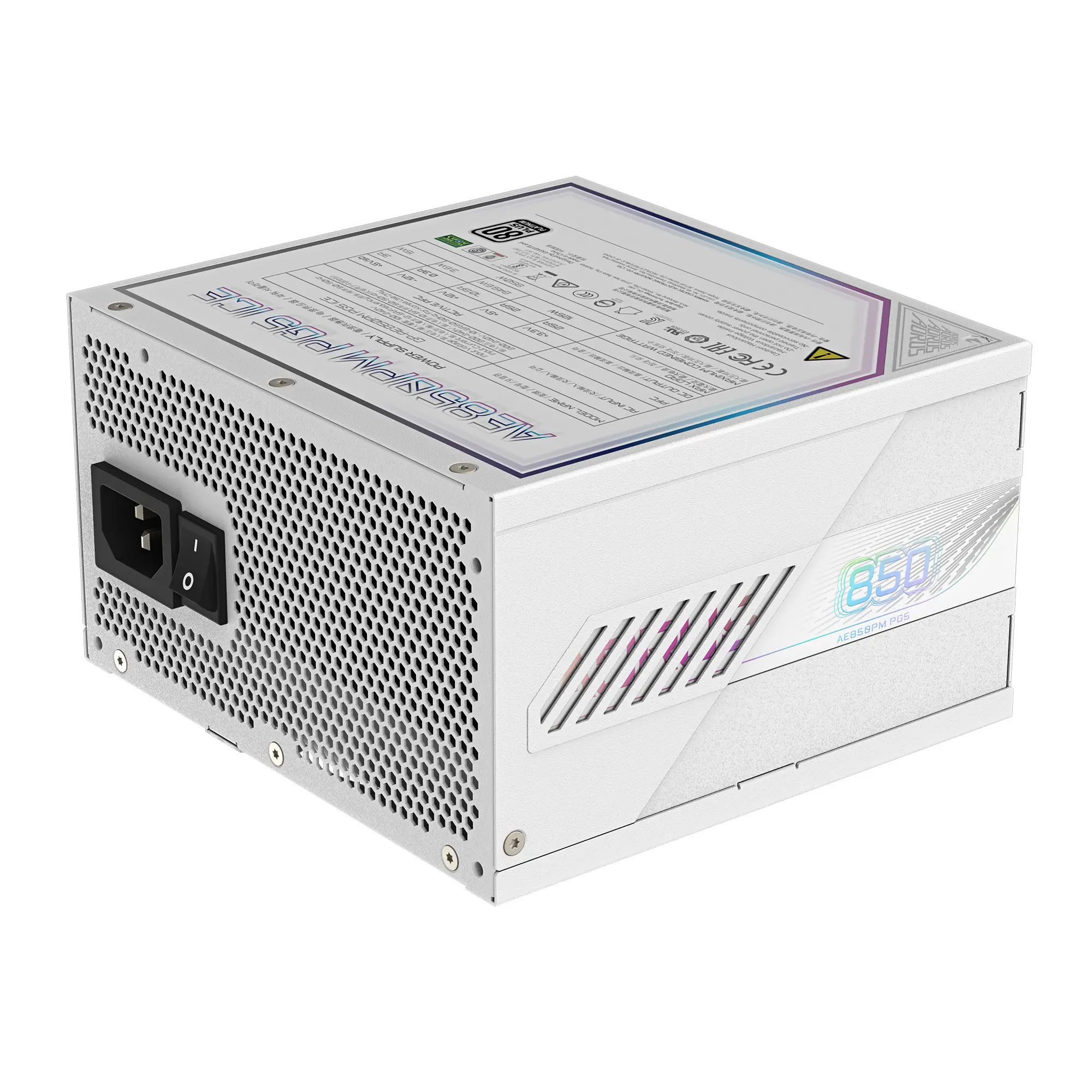 Захранващ блок Gigabyte AORUS ELITE P850W ICE 80+ Platinum, PCIe 5.1 - image 3