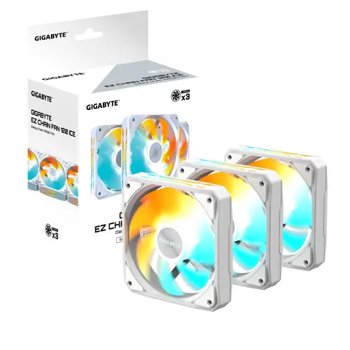 Set ventilatoare 3-Pack GIGABYTE AORUS EZ CHAIN FAN 120 ICE, 120x120x25mm ARGB - 7