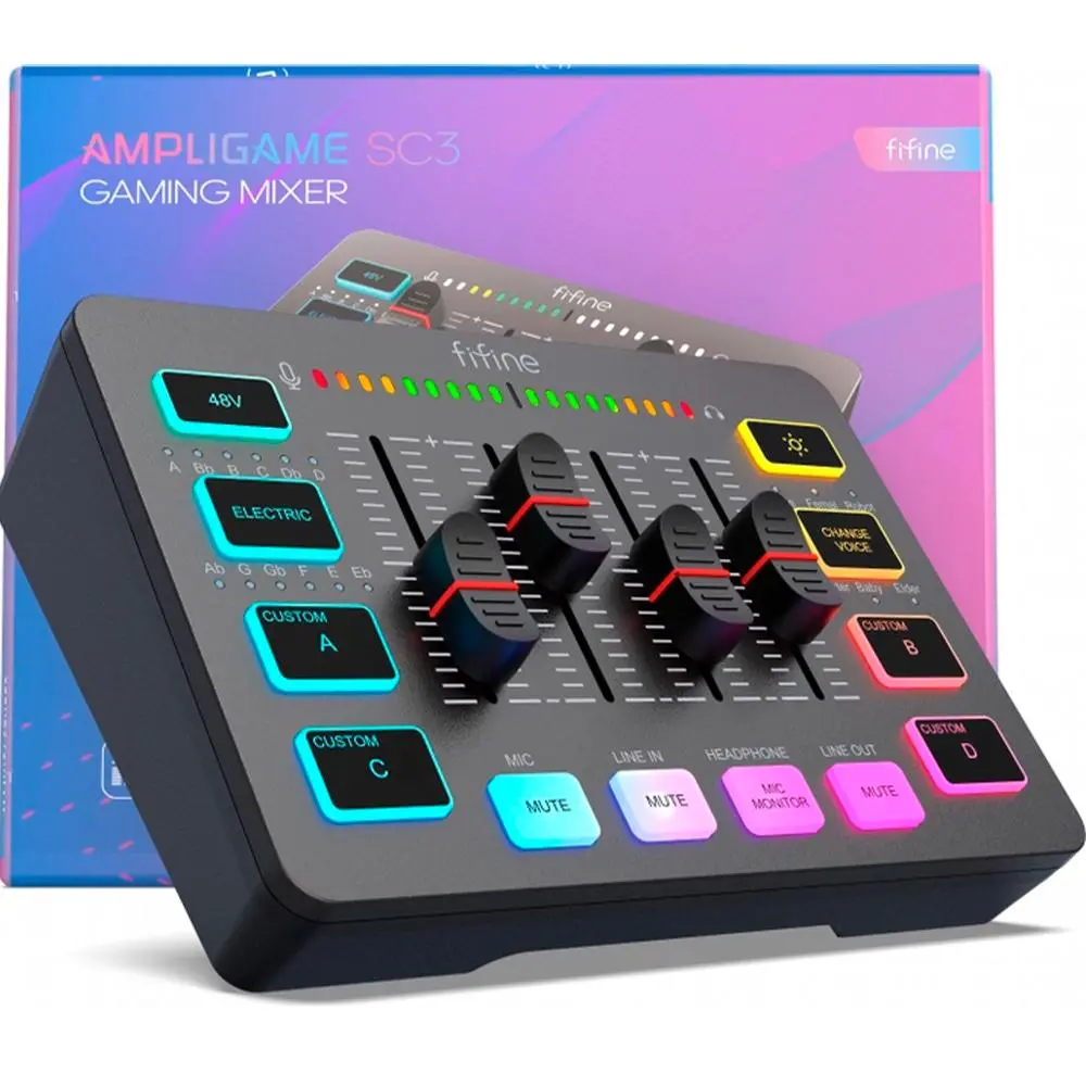 Аудио Миксер FIFINE SC3 RGB Audio Interface - Black - image 10