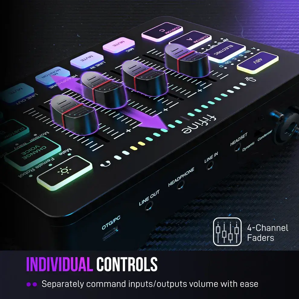 Аудио Миксер FIFINE SC3 RGB Audio Interface - Black - image 7