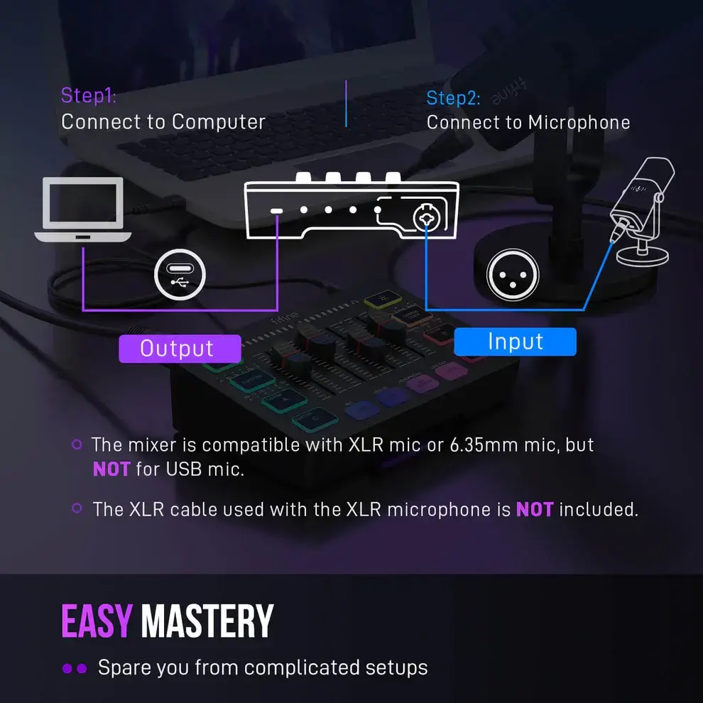 Mixer audio FIFINE SC3 RGB Audio Interface - Negru - image 8