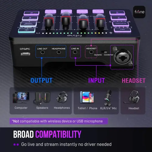 Mixer audio FIFINE SC3 RGB Audio Interface - Negru - 10