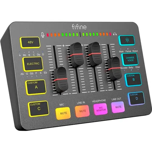 Mixer audio FIFINE SC3 RGB Audio Interface - Negru - 1