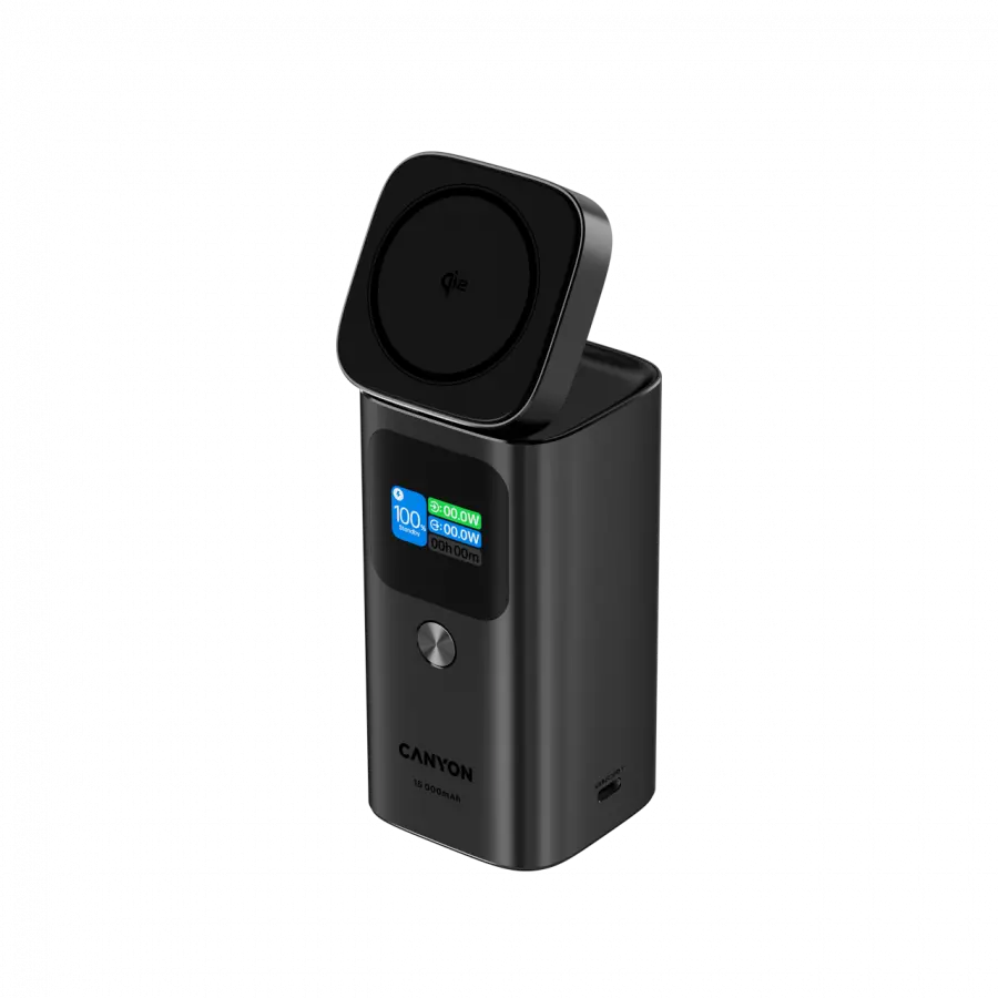 CANYON Qi2 magnetic power bank OnPower 150 15000mAh Aluminium Dark grey