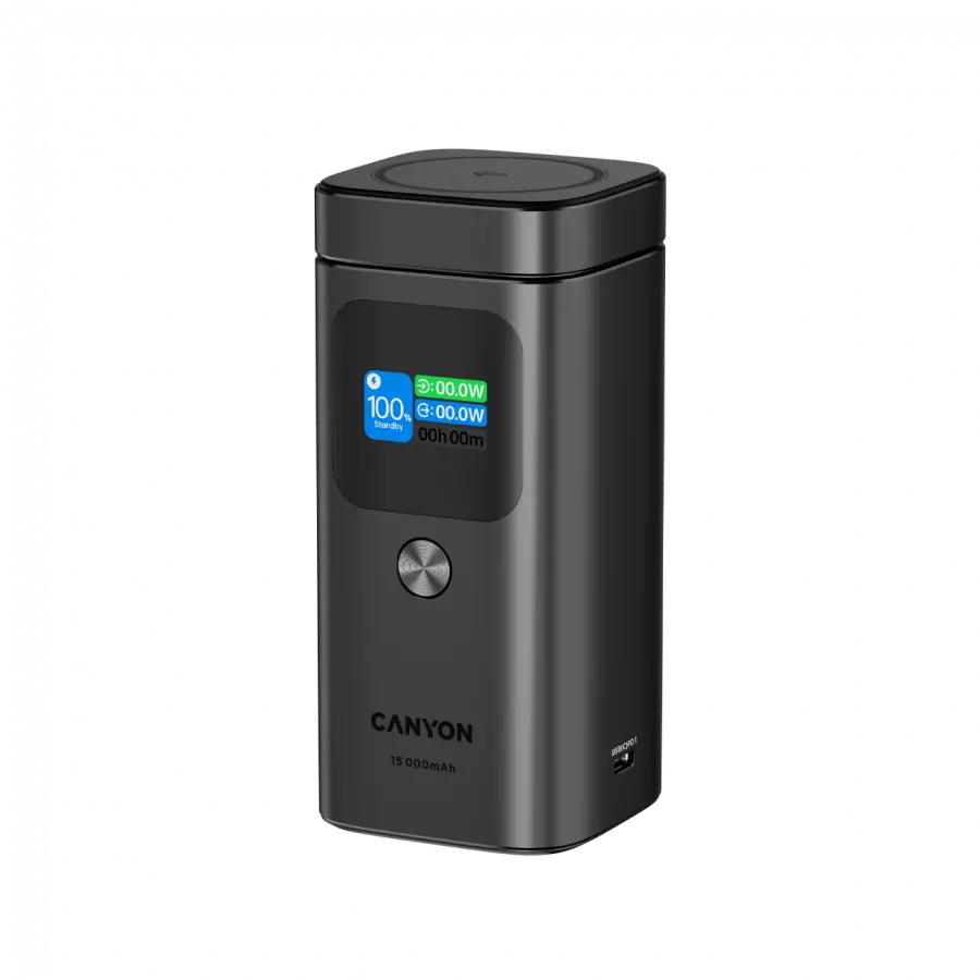 CANYON Qi2 magnetic power bank OnPower 150 15000mAh Aluminium Dark grey - image 1