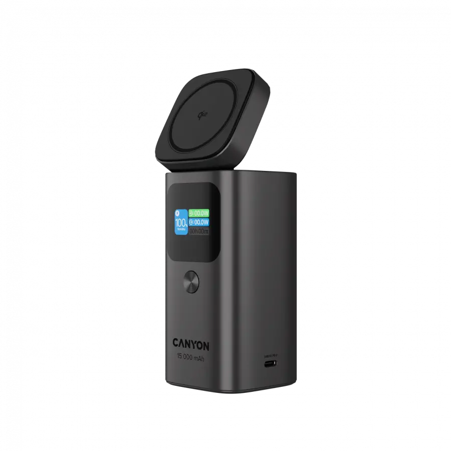 CANYON Qi2 magnetic power bank OnPower 150 15000mAh Aluminium Dark grey - image 3