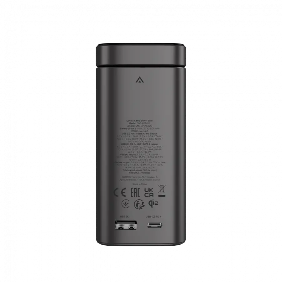 CANYON Qi2 magnetic power bank OnPower 150 15000mAh Aluminium Dark grey - image 6