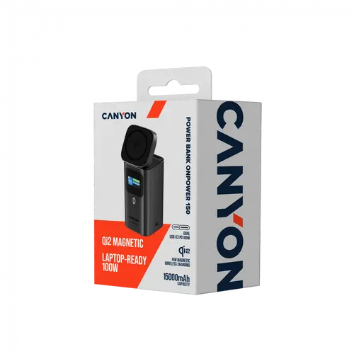 CANYON Qi2 magnetic power bank OnPower 150 15000mAh Aluminium Dark grey - image 7