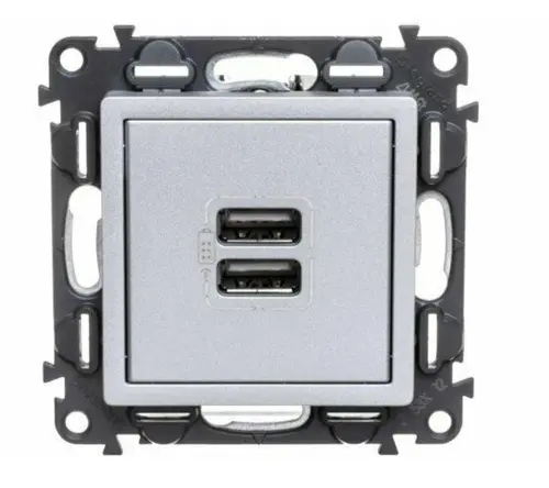 ДВОЙНА USB РОЗЕТКА VALENA LIFE LEGRAND - АЛУМИНИЙ