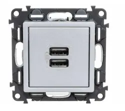ДВОЙНА USB РОЗЕТКА VALENA LIFE LEGRAND - АЛУМИНИЙ