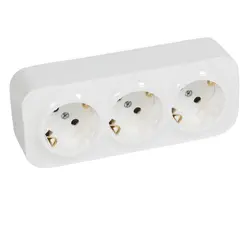 ТРОЕН КОНТАКТ ШУКО 16А С ДЕТСКА ЗАЩИТА ЗА ОТКРИТ МОНТАЖ FORIX LEGRAND - БЯЛ