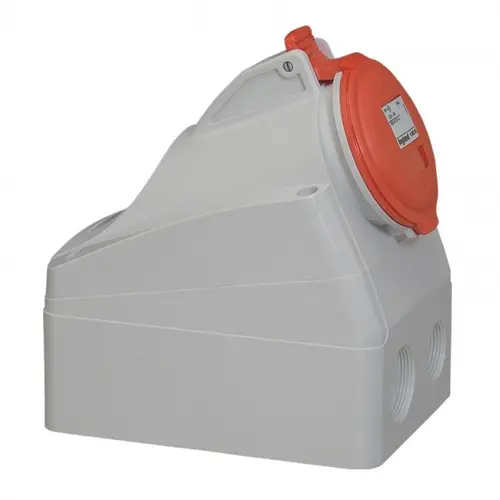 КОНТАКТ ЗА ОТКРИТ МОНТАЖ IP44 3P+E, 16A 380/415V LEGRAND - СИВ/ЧЕРВЕН