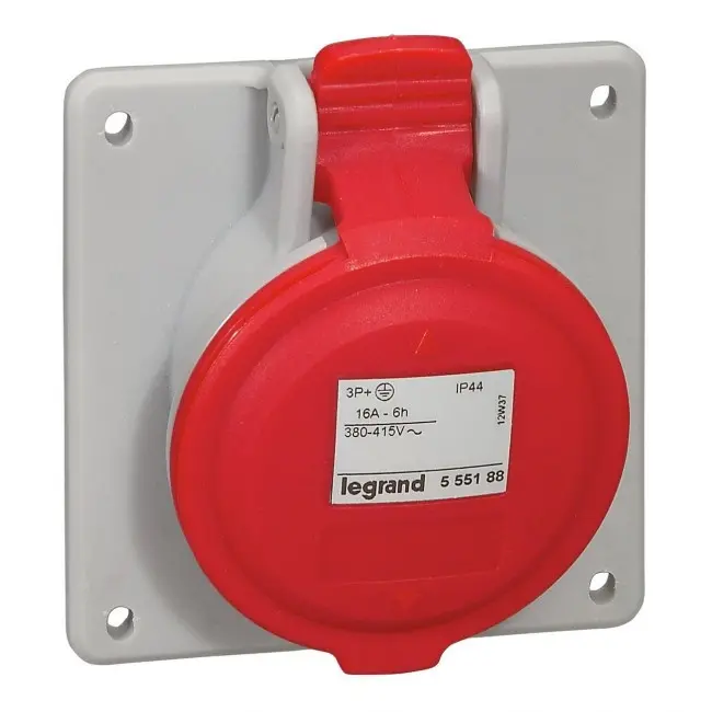КОНТАКТ ЗА ТАБЛО IP44 3P+E, 16A 380/415V LEGRAND - СИВ/ЧЕРВЕН