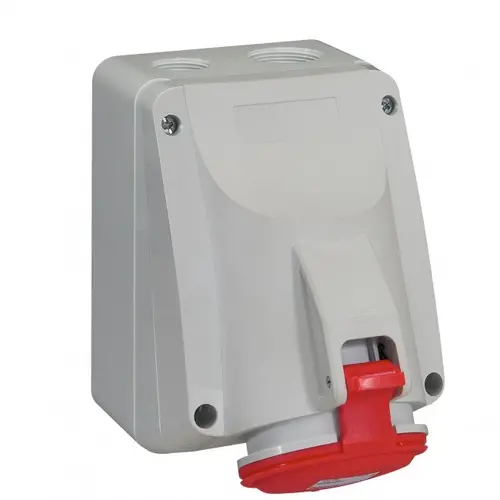 КОНТАКТ ЗА ОТКРИТ МОНТАЖ IP44 2P+E, 32A 380/415V LEGRAND - СИВ/ЧЕРВЕН